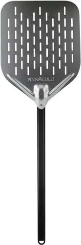 Pala de pizza de aluminio perforado de 12 pulgadas con asa, ligera y fácil de usar, perfecta para pizza, pan y pasteles caseros