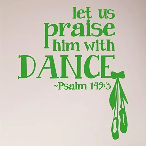 Miniatura 11 de Vinilo adhesivo para pared, 28 x 24 pulgadas, con texto en inglés "Let Us Praise him with Dance Salmo 149:3", Biblia, Christian Girl Dancer, Ballet