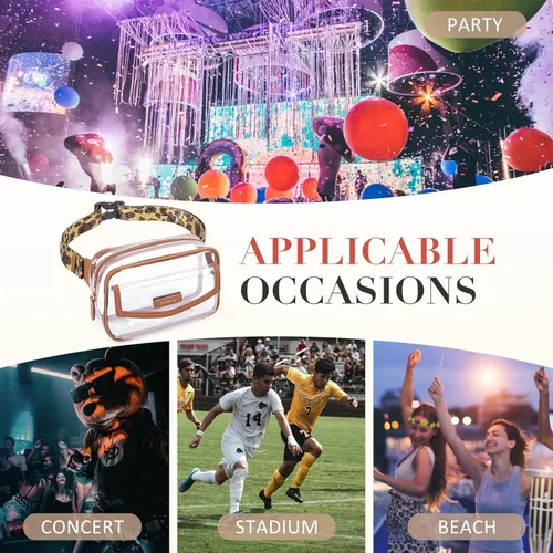 Miniatura 7 de ECOSUSI Riñonera transparente aprobada para estadios, bolsa transparente para conciertos, pequeña bolsa de plástico PVC transparente, bolsa