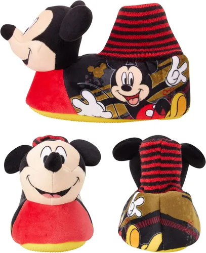 Miniatura 3 de Disney Boys' Mickey Mouse Slippers 3D Head Plush Sock Top Slippers (ToddlerBoy)