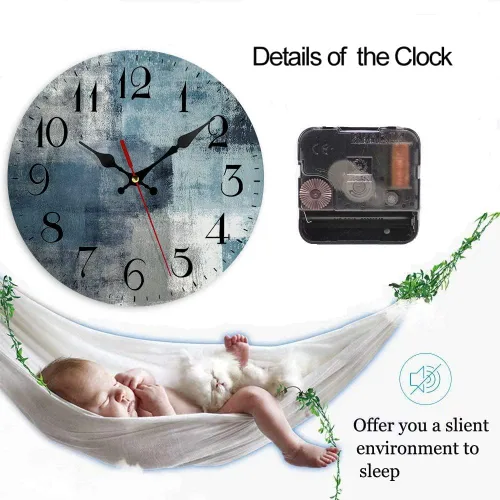 Miniatura 4 de LOKMU Reloj silencioso sin tictac de 10 pulgadas, reloj de pared redondo, decorativo para sala de estar, cocina, hogar, baño, dormitorio, oficina