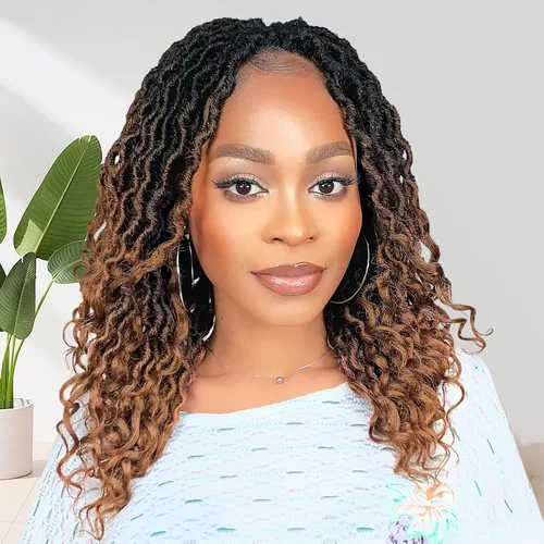 Miniatura 39 de Karida Rastas de cabello sintético de ganchillo de 18 pulgadas, 8 paquetes de cabello de ganchillo preanudado de diosa, rastas sintéticas onduladas