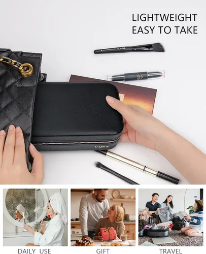 Miniatura 6 de Organizador de joyas de viaje, joyero portátil para mujer, organizador de viaje para anillos, aretes, collares, pulseras, relojes, negro, C