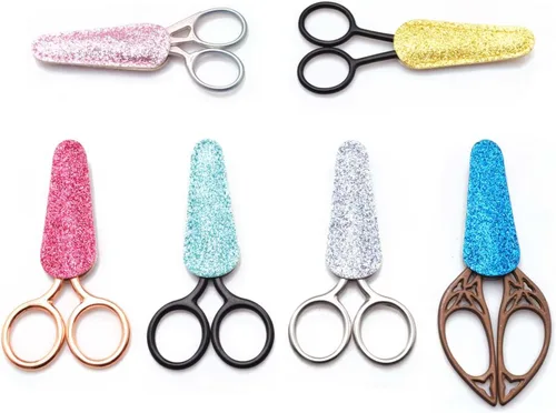 Miniatura 2 de Juego de funda de tijera de 6 piezas, piel sintética, ambidiestro, estilo moderno, contemporáneo, colores brillantes, perfecto para coser, Glitter