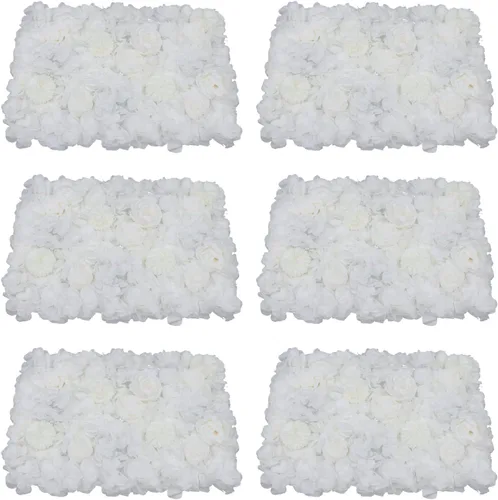 Miniatura 10 de Paneles de flores para decoración de pared, panel de fondo de pared de flores artificiales, decoración de flores, 23.6 x 15.7 in (24 x 16 pulgadas)