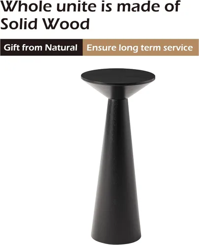 Miniatura 3 de COZAYH Farmhouse Mesa Auxiliar Alta con Pedestal Mesa Pequeña de Madera Maciza para Martini Soporte para Plantas Mesa Redonda Moderna para Bebidas
