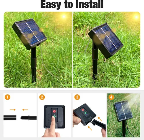Miniatura 4 de btfarm Paquete de 2 luces solares de Navidad para exteriores, total de 78 pies, 240 luces LED solares en cadena para exteriores, impermeables, 8
