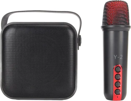 Miniatura 8 de Juego de mini máquina de karaoke con altavoz, micrófono inalámbrico, gran campo de sonido, chip profesional, múltiples conexiones, batería de larga