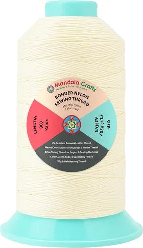 Miniatura 16 de Mandala Crafts - Hilo de nailon para coser cuero, tapicería, mezclilla y para trenzar el pelo; resistente, 1500 yardas, tamaño 69 T70 Marrón