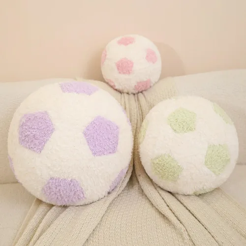 Miniatura 8 de Juguete de peluche redondo de fútbol de 12 pulgadas, almohada suave para niños y bebés Pie de página rosa