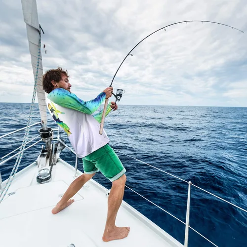 Miniatura 10 de Palmyth - Camiseta de pesca para hombre, con manga larga, protección solar ultravioleta FPU 50+, con bolsillo