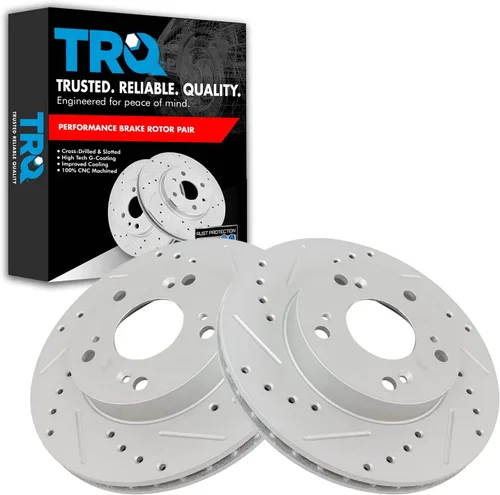 Miniatura 270 de TRQ Juego de rotores de freno de rendimiento trasero con revestimiento G premium compatible con Mazda 6 2014-2021