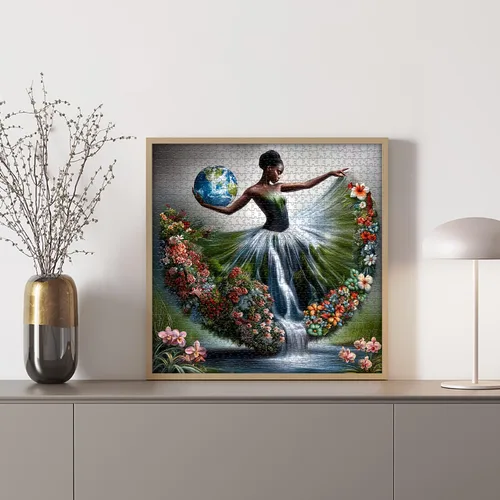 Miniatura 6 de Impossible Puzzle para adultos de 1000 piezas, paisaje de fantasía bailarina, dama rompecabezas, arte estético, floral, elegante, abstracto