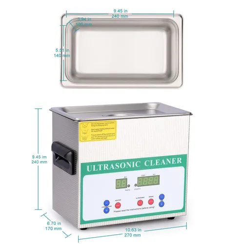 Miniatura 3 de stonylab Máquina de limpieza ultrasónica, dispositivo profesional multiusos de lavado ultrasónico de acero inoxidable con temporizador de pantalla