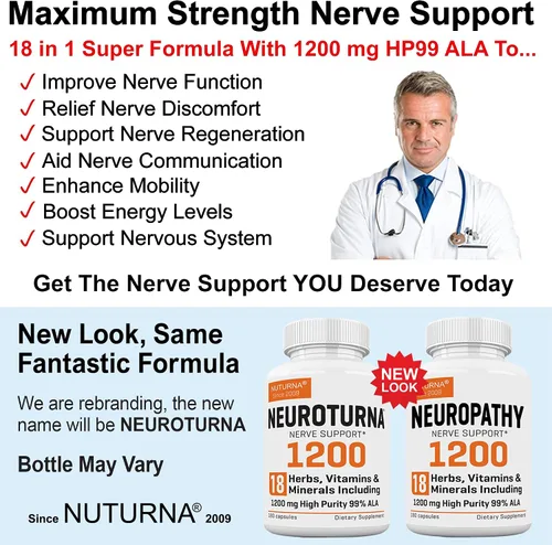 Miniatura 7 de Suplemento de apoyo para la neuropatía con 1200 mg HP-99 de ácido alfa lipoico - Fórmula máxima de ALA para los nervios para pies, manos, dedos
