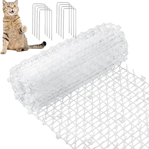 Miniatura 7 de Zopeal Tapete repelente de gatos de 6.5 pies con 8 estacas para el suelo, 8 bridas, tapete disuasorio de picos que mantiene al perro fuera del sofá