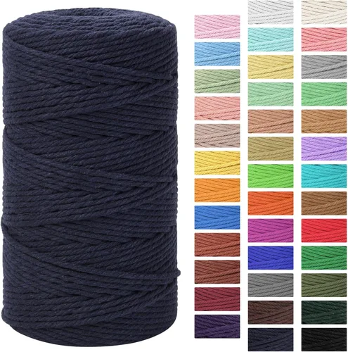 Miniatura 33 de Cordón de macramé de 0.118 in x 328 yardas Cuerda de macramé 100% algodón natural Cuerda de algodón trenzado de 4 hebras para manualidades, Gris