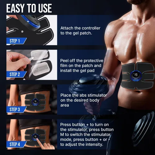 Miniatura 4 de Abs Muscle - Tónico portátil - Equipo de entrenamiento para hombres y mujeres, abdominal, ejercicio de oficina en casa, 10 unidades de almohadillas