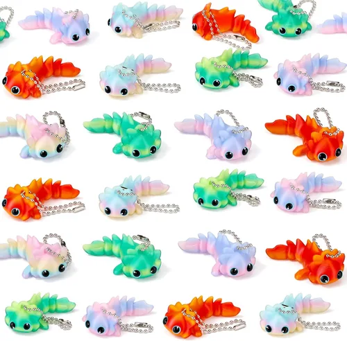 Miniatura 12 de Novabright 24 piezas 3D impreso leopardo Gecko llavero mini animal articulado flexible Fidget lindo regalo divertido para recuerdos de fiesta