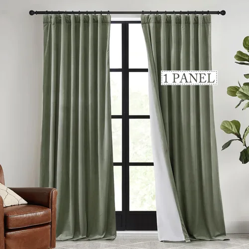 Miniatura 9 de RYB HOME Cortinas de terciopelo beige camello de 84 pulgadas, cortinas de ventana de 2 capas resistentes con cinta plisada, cortinas opacas