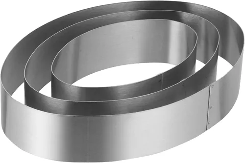 Hemoton Juego de 3 moldes de acero inoxidable para hornear, anillos ovalados para tartas con diseño de fondo vivo para una fácil desmoldación y