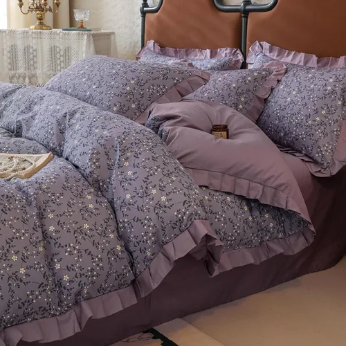 Miniatura 17 de VM VOUGEMARKET - Juego de funda de edredón floral amarilla de 3 piezas para niñas, de algodón, funda de edredón de flores rosas con cierre de F#