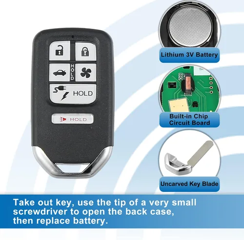 Miniatura 4 de X AUTOHAUX Llavero de repuesto para automóvil de 6 botones sin llave, control remoto, llavero inteligente de proximidad KR5V2X para Honda Clarity