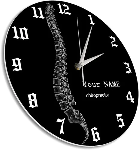 Miniatura 3 de Reloj de pared personalizado de 12 pulgadas, para terapeuta de columna vertebral, negro, redondo, analógico, sin tictac, sin alarma, adulto, unisex