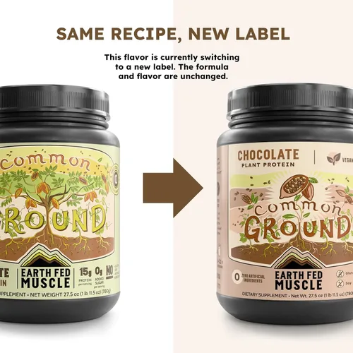 Miniatura 2 de Earth Fed Muscle Proteína vegetal de tierra común – Proteína vegetal de chocolate en polvo con MCT en polvo con soja y sin gluten, sin azúcar