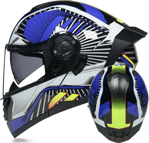 Casco modular de motocicleta de cara completa, casco abierto con doble visera extraíble forro para adultos, hombres y mujeres, motocross Cruiser