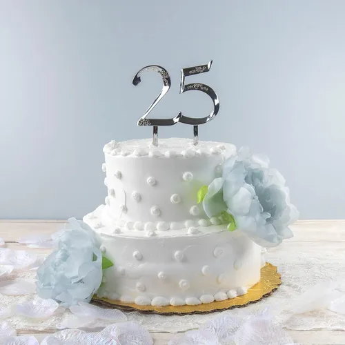 Miniatura 5 de Simplicity Pieza decorativa para decoración del 25 aniversario para decoración de pastel o arreglo floral, accesorio de boda, 4 x 2.75 pulgadas