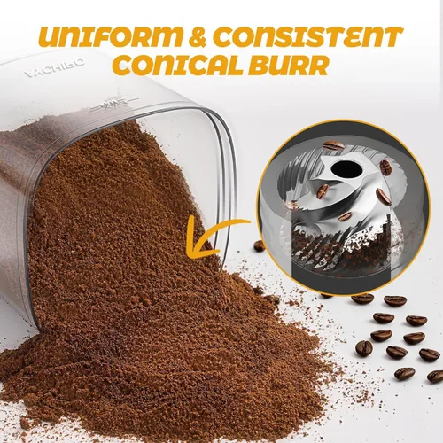 Miniatura 3 de AYCHIRO Molinillo de café eléctrico, molinillo de granos de café para uso doméstico con 30 ajustes de molienda, capacidad de 12 tazas para expreso
