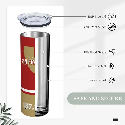 Miniatura 4 de Vaso de 20 onzas para automóvil, recto, delgado, con funda aislante para taza, asa portátil, taza de café de viaje deportiva, de acero inoxidable