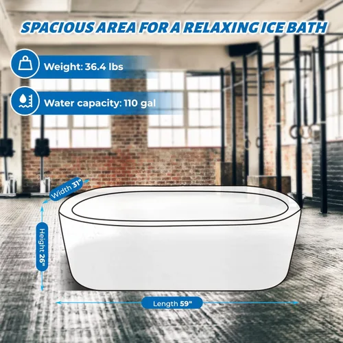 Miniatura 6 de FerdY Cold Plunge - Bañera inflable para deportistas XL con labio, portátil e interior y plegable, 59 x 31 x 26 pulgadas, compatible con enfriador