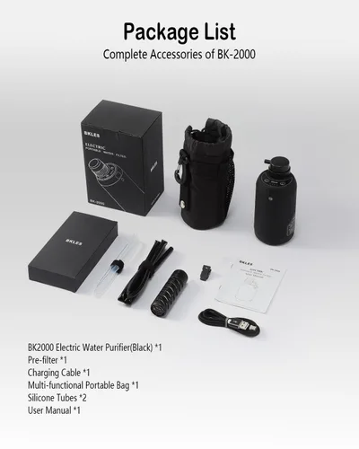 Miniatura 9 de BKLES Filtro de agua para campamento: purificador de agua portátil eléctrico de supervivencia, 0.01 micras, sistema de filtración de agua de 6