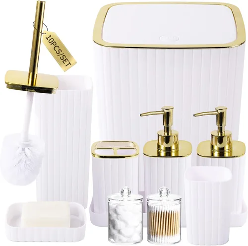 Miniatura 28 de XLHOMO Bathroom Set- 25PC Beige Bathroom Set, Bathroom Set with Shower Curtain and Rugs, Beige Shower Curtain Set, Toilet Brush, Bathroom Trash Can