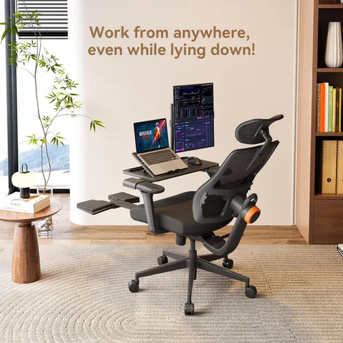 Miniatura 3 de Silla de oficina Newtral ergonómica con reposapiés, soporte lumbar autoajustable, silla de escritorio de respaldo alto con apoyabrazos 4D, bloqueo