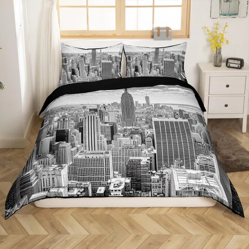 Miniatura 36 de Erosebridal Juego de ropa de cama para niños de construcción tamaño individual para niños, cubierta de edredón para camiones excavadoras, juego