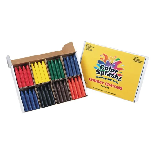 Color Splash S&S Worldwide Crayones gorditos. Crayones gruesos fáciles de agarrar para niños y personas mayores, caja dividida para clasificar, 12
