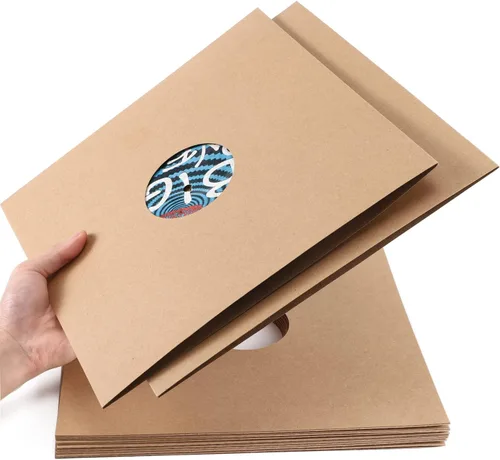 Miniatura 8 de Facmogu 10 piezas de 30,48 cm de fundas para discos de vinilo LP, fundas de discos de vinilo de cartón de 350 g/m² con acabado kraft, fundas