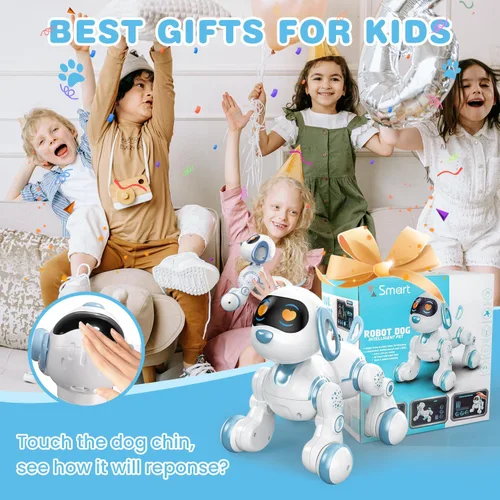 Miniatura 7 de Perro robot, perro a control remoto para niños con detección táctil de cabeza y función de música, robot interactivo programable, divertido juguete
