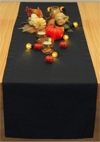 Miniatura 5 de Camino de mesa negro de 36 pulgadas, bufanda impermeable para aparador, camino de mesa de café para exteriores, elegantes caminos de mesa