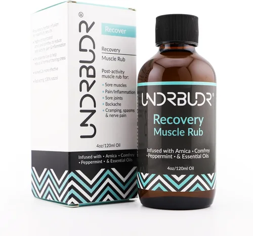 Aceite de masaje muscular para recuperación después de la actividad con árnica, consuelda y aceites esenciales, 4 onzas para dolor muscular, dolor