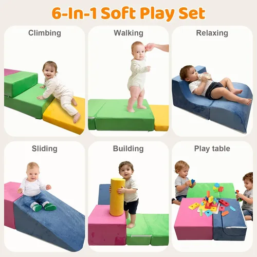 Miniatura 3 de EOSAU Juguetes de escalada para niños pequeños en interiores, juego de 6 bloques de escalada de espuma para bebés, juguetes de escalada suaves