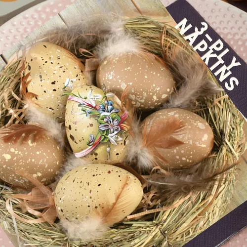 Miniatura 4 de Servilletas de papel de Pascua de 13 x 13 pulgadas, 20 unidades, servilletas de cóctel de cereza impresas de 3 capas para arte, cena y fiesta, Nido