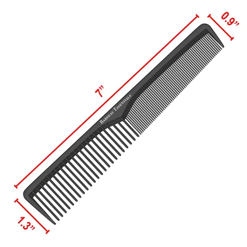 Miniatura 2 de Peine profesional de fibra de carbono negra de 7 pulgadas, antiestática, química y resistente al calor para todo tipo de cabello, peine de dientes