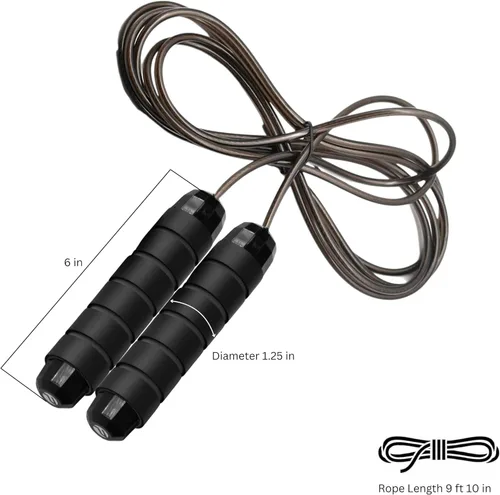 Miniatura 4 de Limm Adjustable Jump Rope for Workout - All-Purpose Exercise Jump Rope Kids & Adults Love with Tangle-Free, Comfortable Foam Handles - Best Negro
