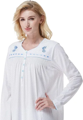 Miniatura 5 de Keyocean - Camisón para mujer, 100% algodón, suave, cálido, cómodo, ropa de dormir y descanso para otoño e invierno