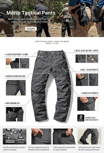 Miniatura 4 de CQR Men's Flex Ripstop Tactical Pants, Water Resistant Stretch Cargo Pants, Lightweight EDC Hiking Work Pants