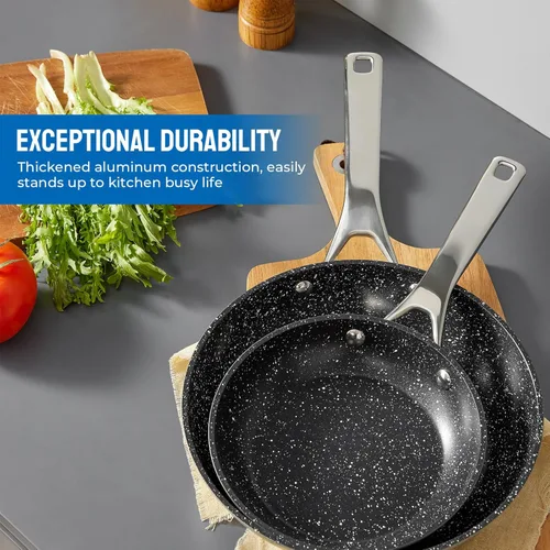 Miniatura 4 de Utensilios de cocina de inducción antiadherentes, juego de ollas y sartenes BEZIA para placa de inducción, compatible con todas las estufas, juego